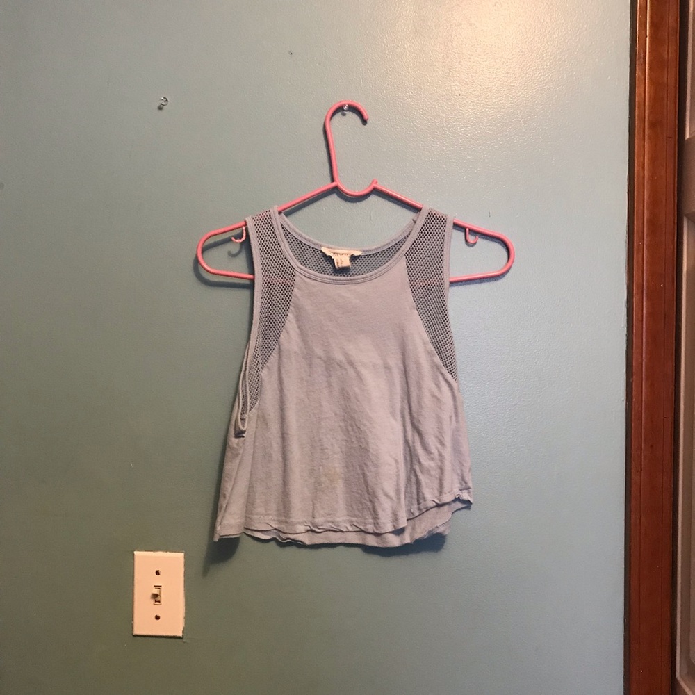Light Blue No Sleeve Crop Shirt